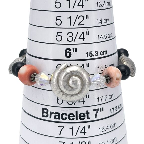 Vintage Sterling Silver 925 Nautical Fish Shell Beaded Charm Bracelet 7.5" - Picture 3 of 5